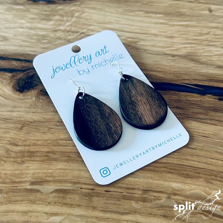 Ebony Teardrop Earrings (Sterling Silver)